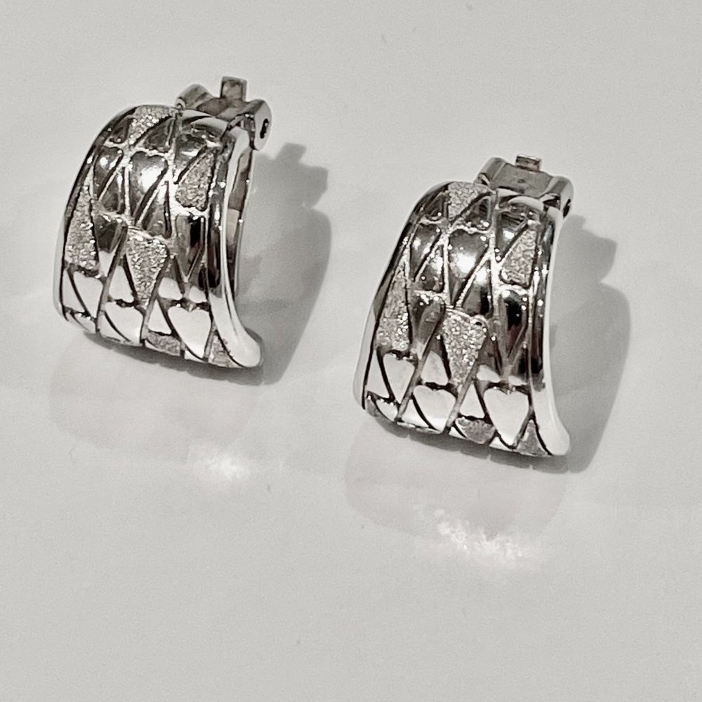 PIANEGONDA Authentic Thick Silver Sculptural Earrings "J" hoops Made In Italy